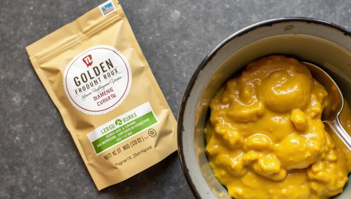 Vegan golden curry roux block and curry dish