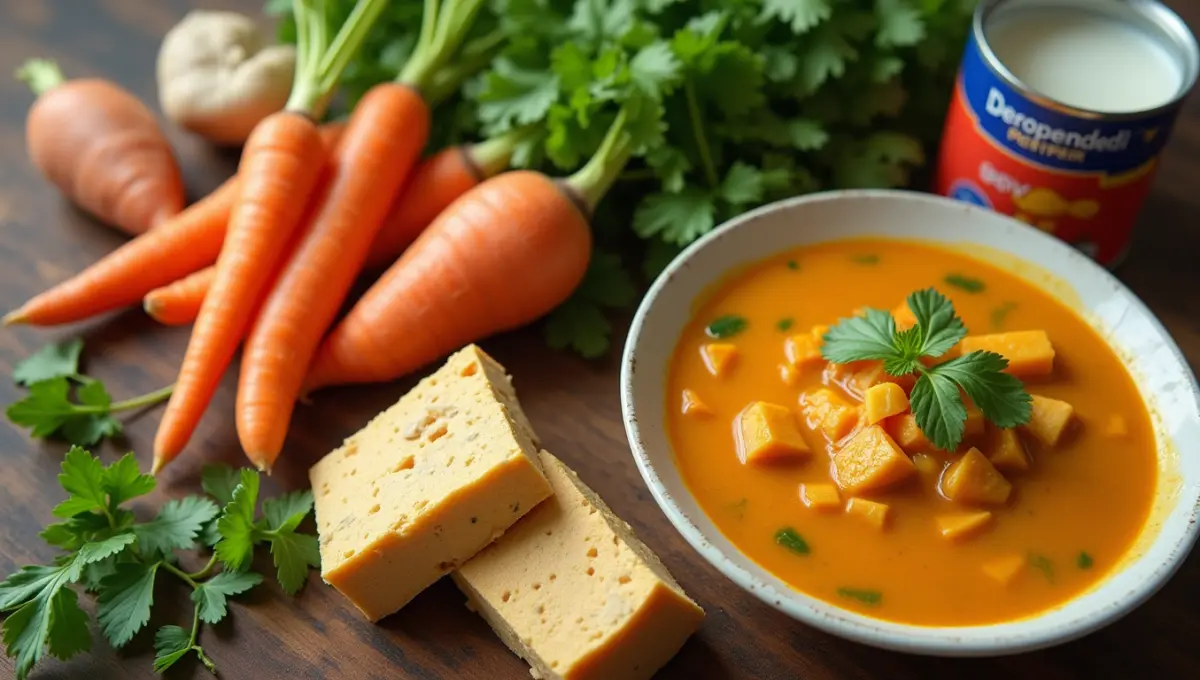 Vegan ingredients for making golden curry