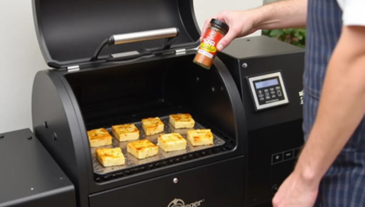 Pro chef smoking plant-based foods on a Traeger grill