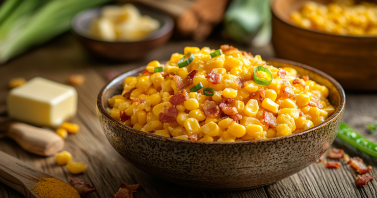 Golden, crispy fried corn served in a rustic bowl with butter and fresh corn ingredients