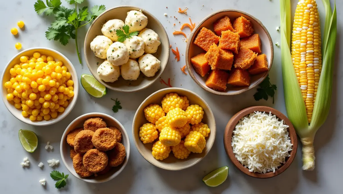 Five delicious vegan fried corn recipes served in small bowls