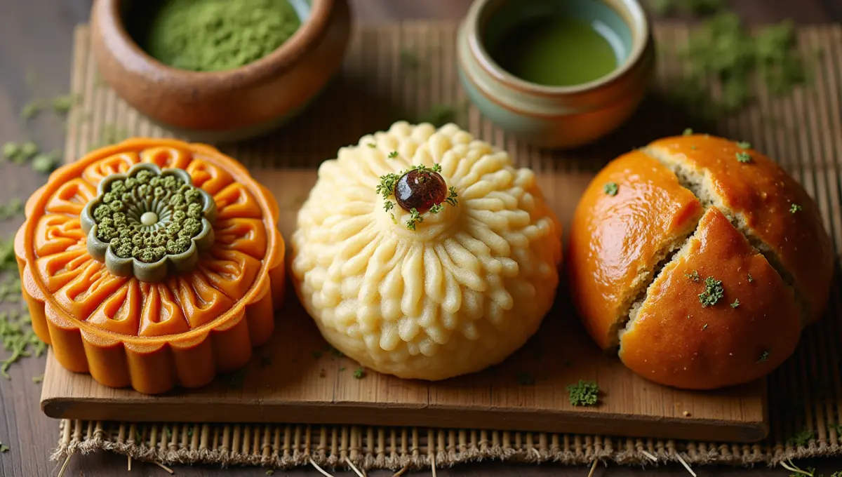 Vegan Mooncake and Bread trio with plant-based ingredients