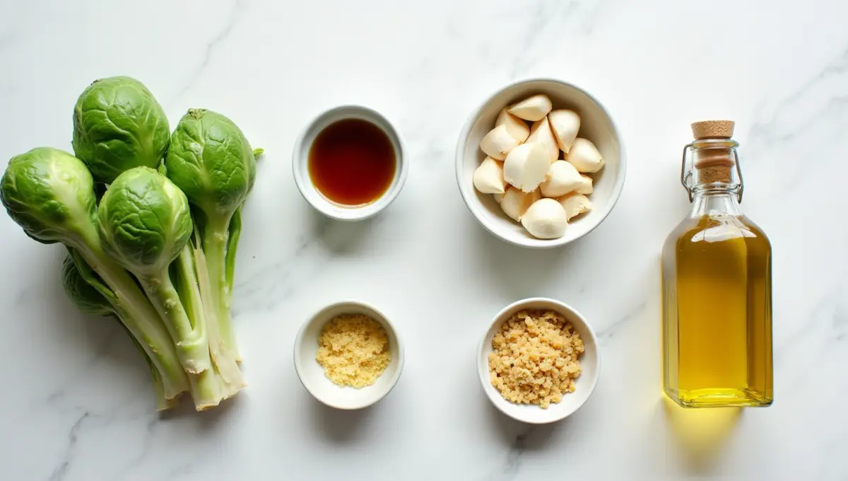 Brussels Cabbage and vegan-friendly ingredients like olive oil, garlic, maple syrup, and tahini