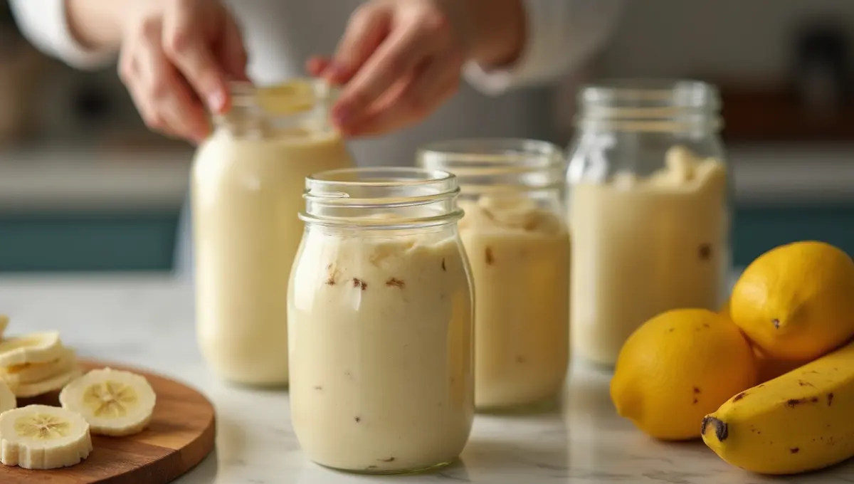 Step-by-step preparation of vegan banana pudding with layering tips and bananas