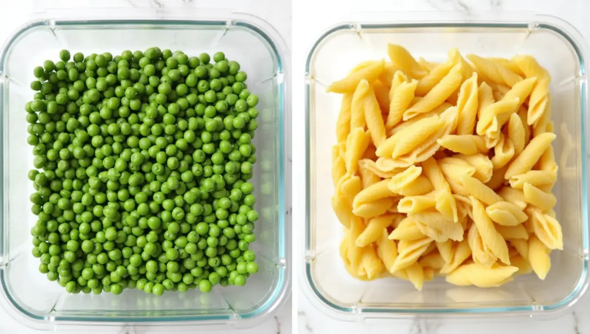 Visual cooking tips for making the best vegan Pasta and Peas