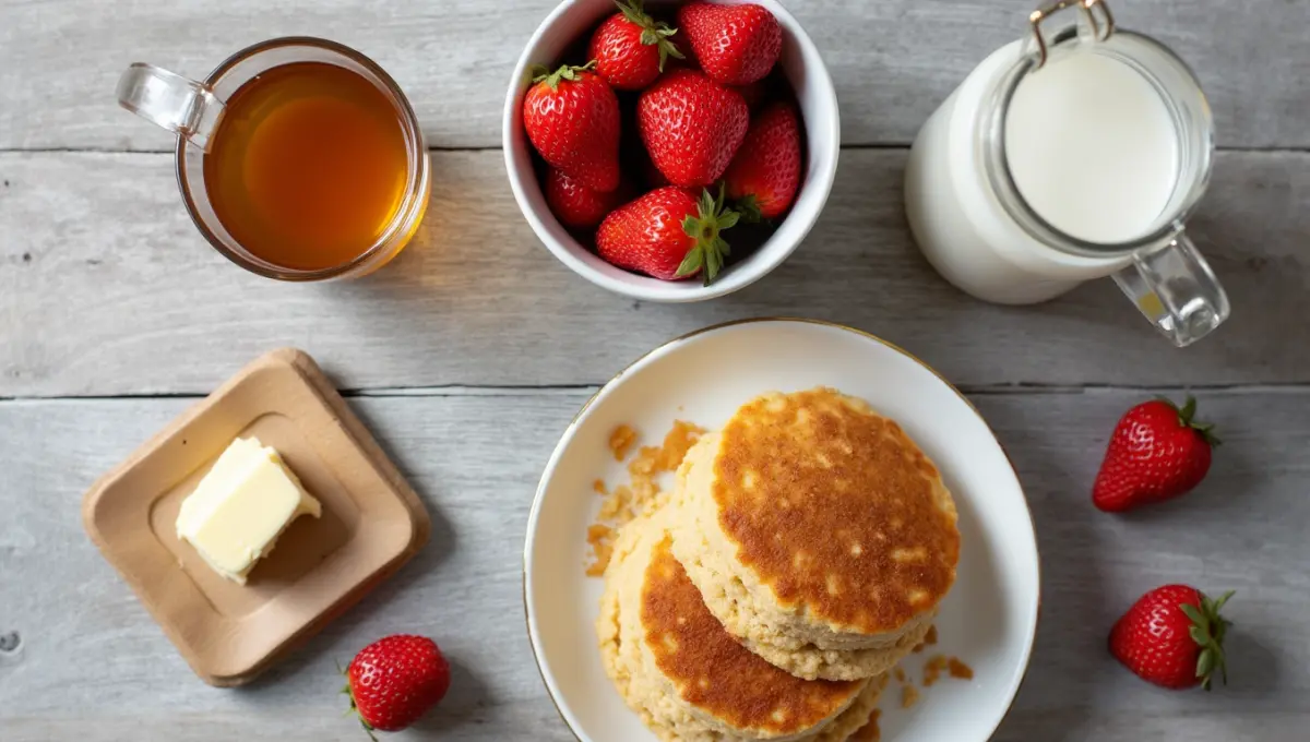 Plant-based ingredients to make Bisquick Strawberry Shortcake including strawberries, coconut cream, and almond milk